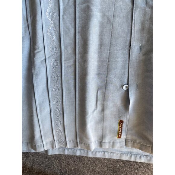 Cubavera Mens 2X/2XT Light Blue Short-Sleeve Button-Up Shirt With Textured Diamo - Picture 8 of 12